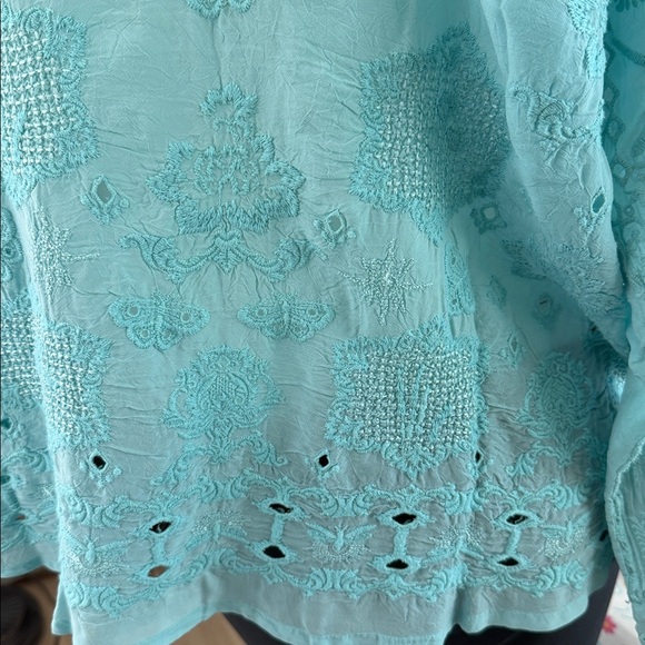 Johnny Was SLIM AUDREY BUTTON DOWN Embroidered  Shirt L NEW - Picture 7 of 9